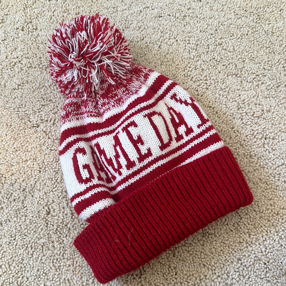 Red & White Beanie “Game Day”